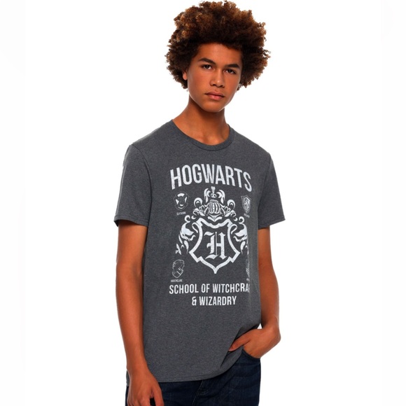 Harry Potter Crewneck Pullover Short Sleeve Hogwarts School of Witchcraft - Picture 1 of 2